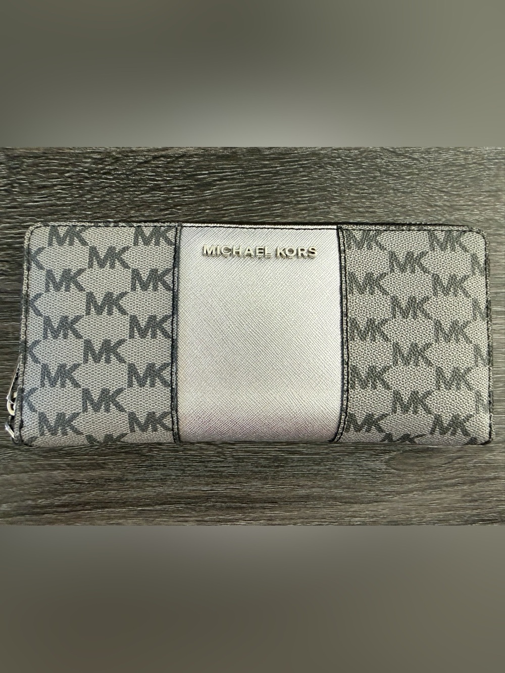 Michael Kors Gray and Silver MK Logo Wallet